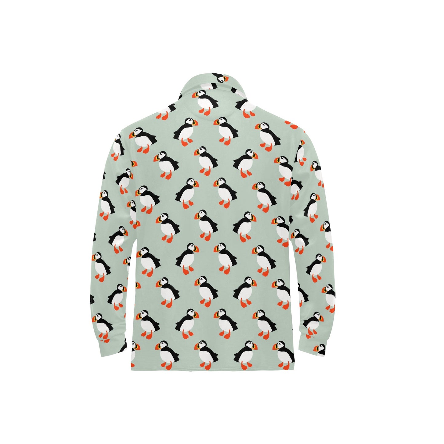 Puffin Pattern Print Design A03 Long Sleeve Polo Shirt For Men's