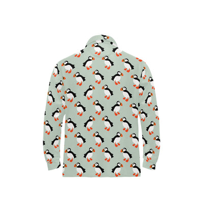 Puffin Pattern Print Design A03 Long Sleeve Polo Shirt For Men's