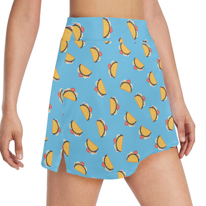 Taco Print Design LKS301 17" Golf & Pickleball Skort with Pockets