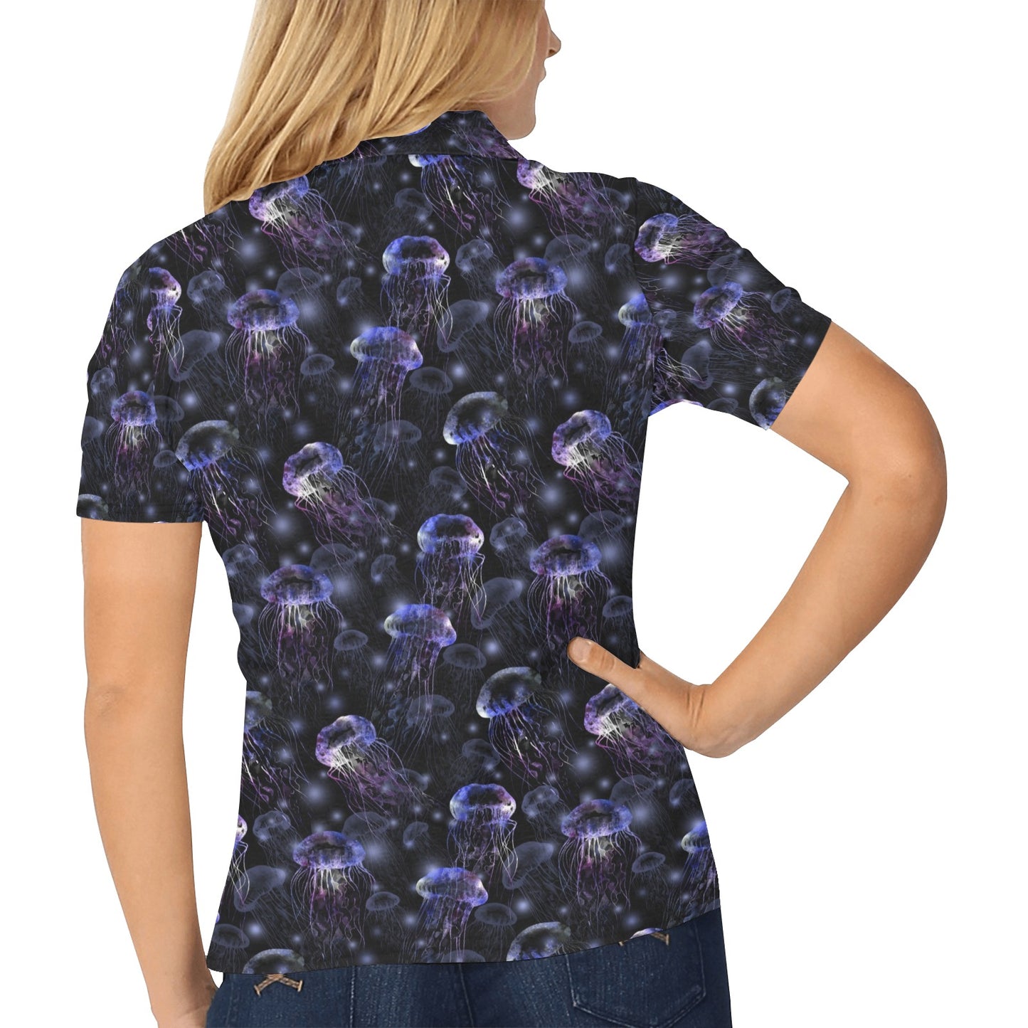 Jellyfish Themed Women's Polo Shirt
