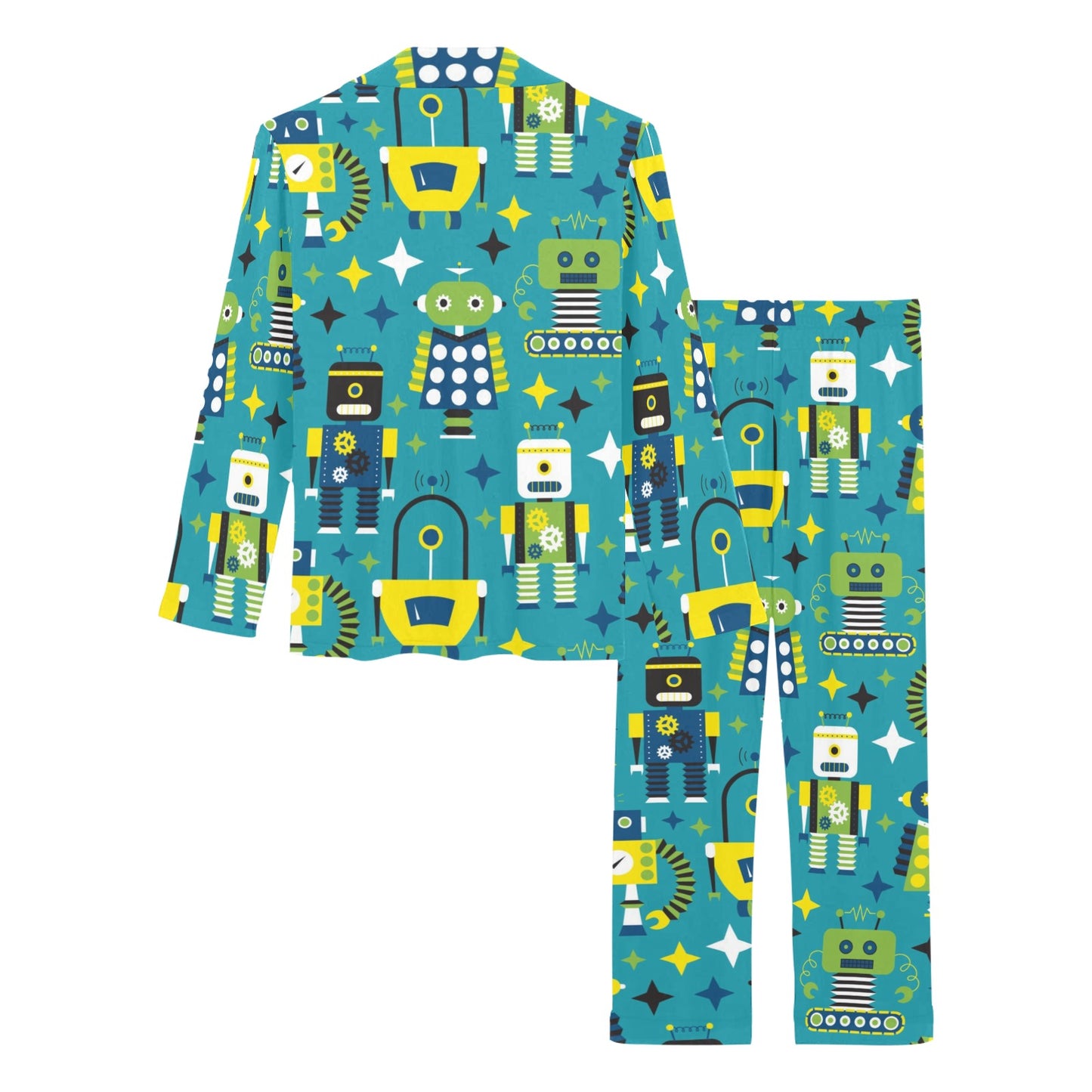 Robot Pattern Print Design A02 Women's Long Pajama Set