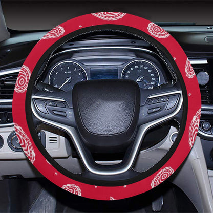 Bandana Red Paisley Print Design LKS305 Steering Wheel Cover with Elastic Edge