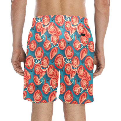 Tomato Print Design LKS301 Men's Swim Trunks Beach Shorts