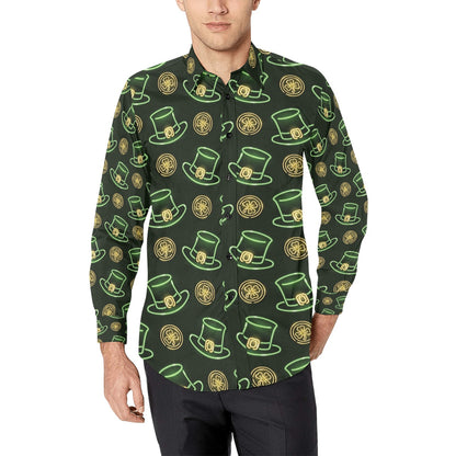 St Patricks Day Print Design LKS308 Men's Long Sleeve Dress Shirt