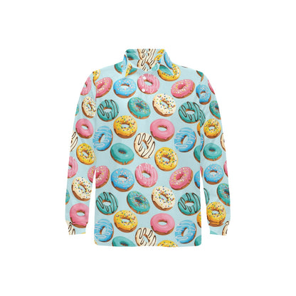 Donut Pattern Print Design DN05 Long Sleeve Polo Shirt For Men's