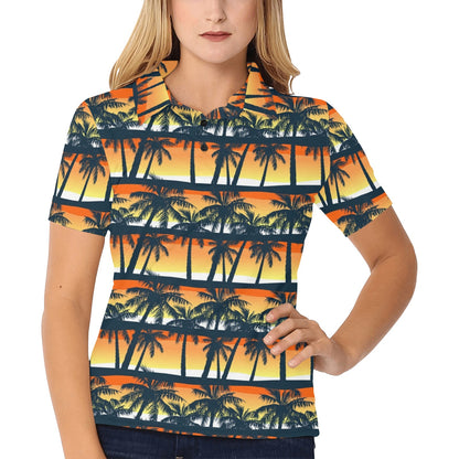 Palm Tree Pattern Print Design PT011 Women's Polo Shirt
