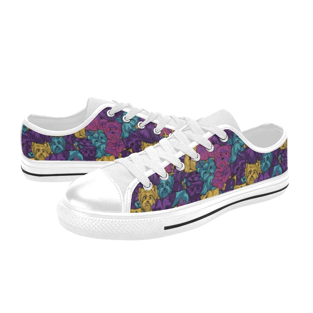 Yorkshire Terriers Print Design LKS3010 Women's White Low Top Shoes