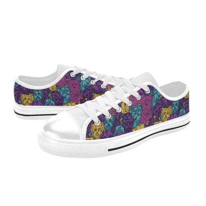 Yorkshire Terriers Print Design LKS3010 Women's White Low Top Shoes