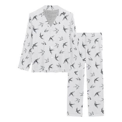 Swallow Bird Pattern Print Design 04 Women's Long Pajama Set