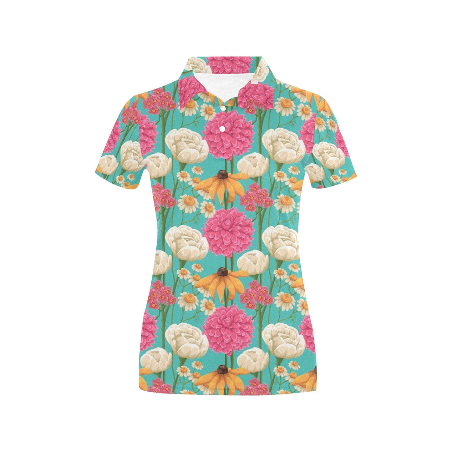 Summer Floral Pattern Print Design SF07 Women's Polo Shirt