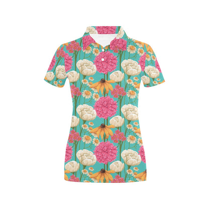 Summer Floral Pattern Print Design SF07 Women's Polo Shirt
