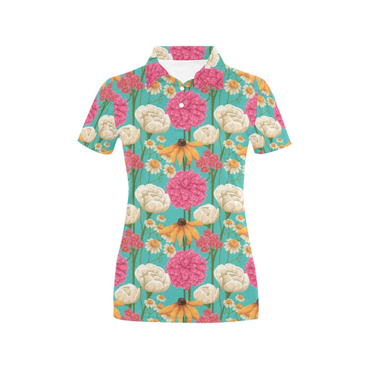 Summer Floral Pattern Print Design SF07 Women's Polo Shirt