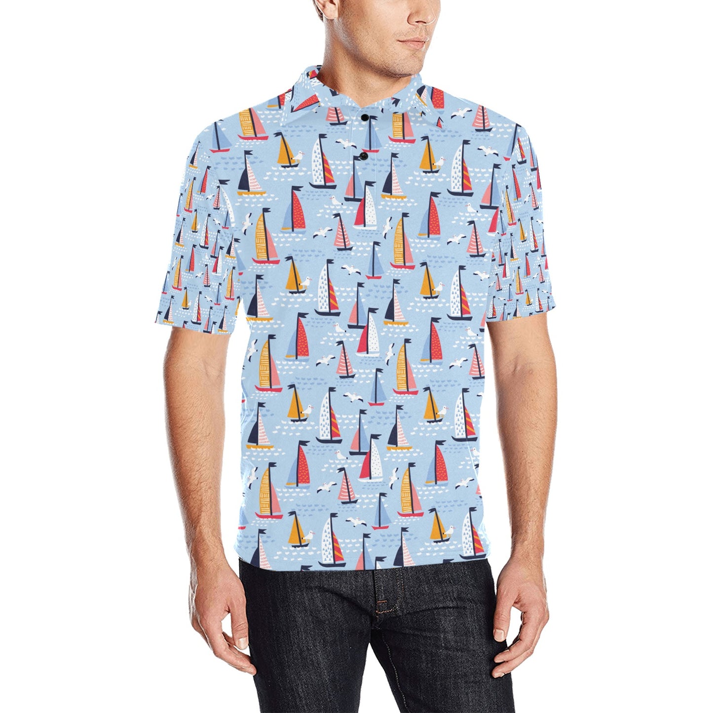 Sailboat Print Design LKS304 Men Polo Shirt