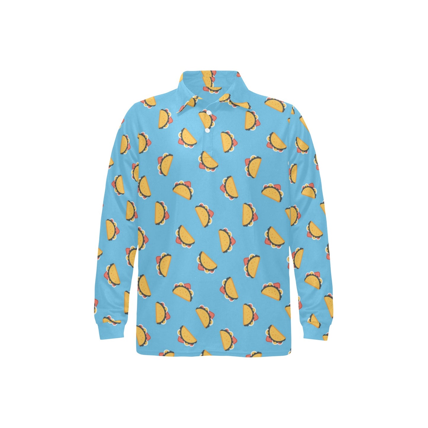 Taco Print Design LKS301 Long Sleeve Polo Shirt For Men's