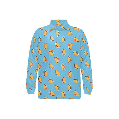 Taco Print Design LKS301 Long Sleeve Polo Shirt For Men's