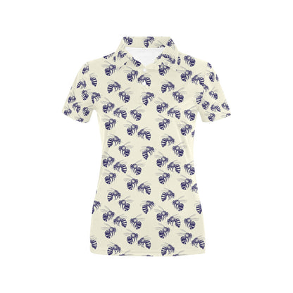 Bee Pattern Print Design 02 Women's Polo Shirt