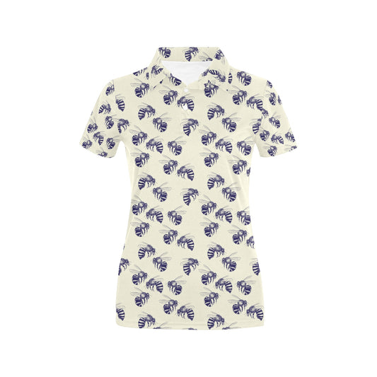Bee Pattern Print Design 02 Women's Polo Shirt