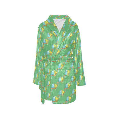 Budgerigar Pattern Print Design 01 Women's Fleece Robe