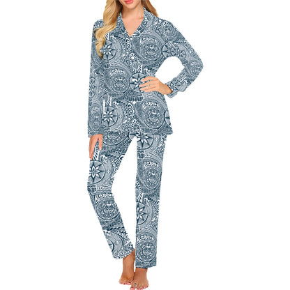 Samoan Pattern Print Design LKS306 Women's Long Pajama Set