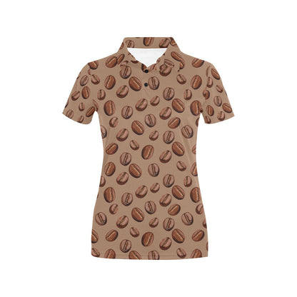 Coffee Pattern Print Design 07 Women's Polo Shirt