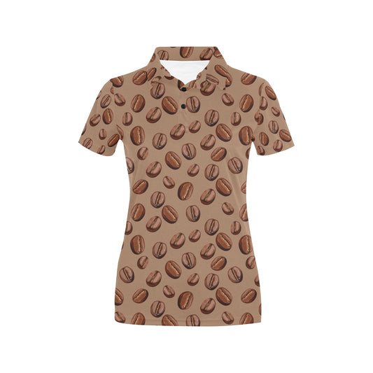 Coffee Pattern Print Design 07 Women's Polo Shirt
