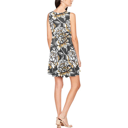 Peony Pattern Print Design PE06 Sleeveless Dress
