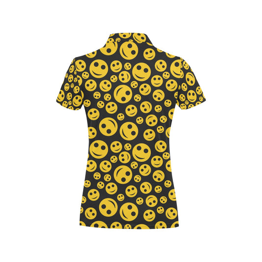 Smiley Face Emoji Print Design LKS304 Women's Polo Shirt