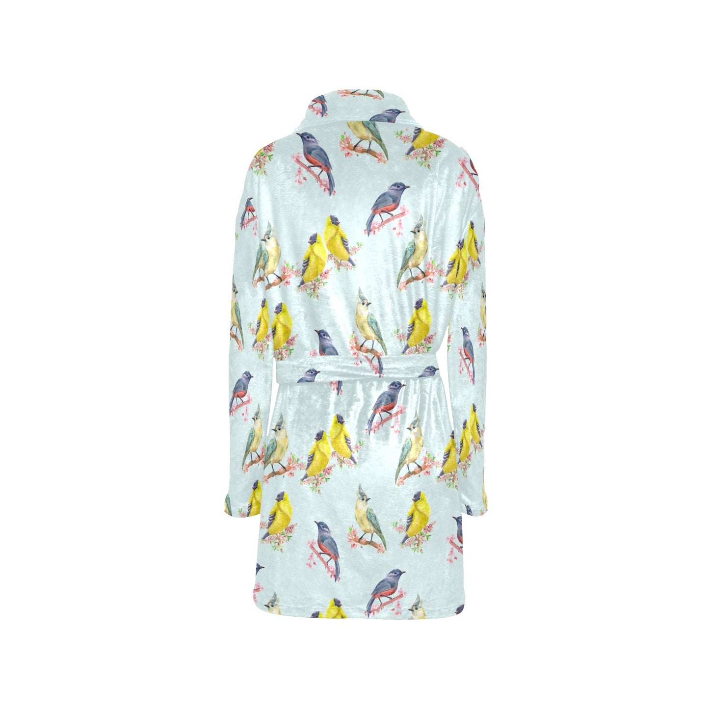 Bird Sweet Themed Print Pattern Women's Fleece Robe