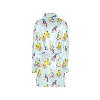 Bird Sweet Themed Print Pattern Women's Fleece Robe