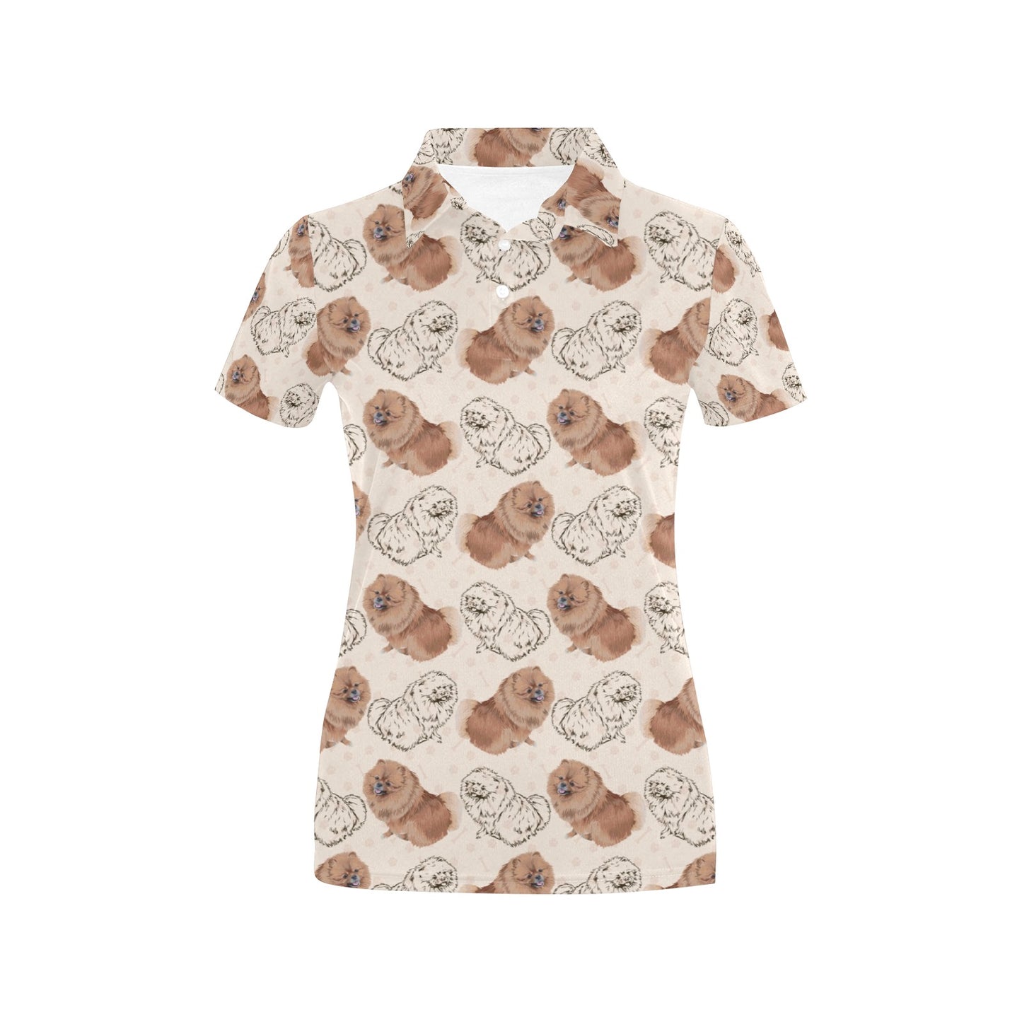 Pomeranians Pattern Print Design A01 Women's Polo Shirt