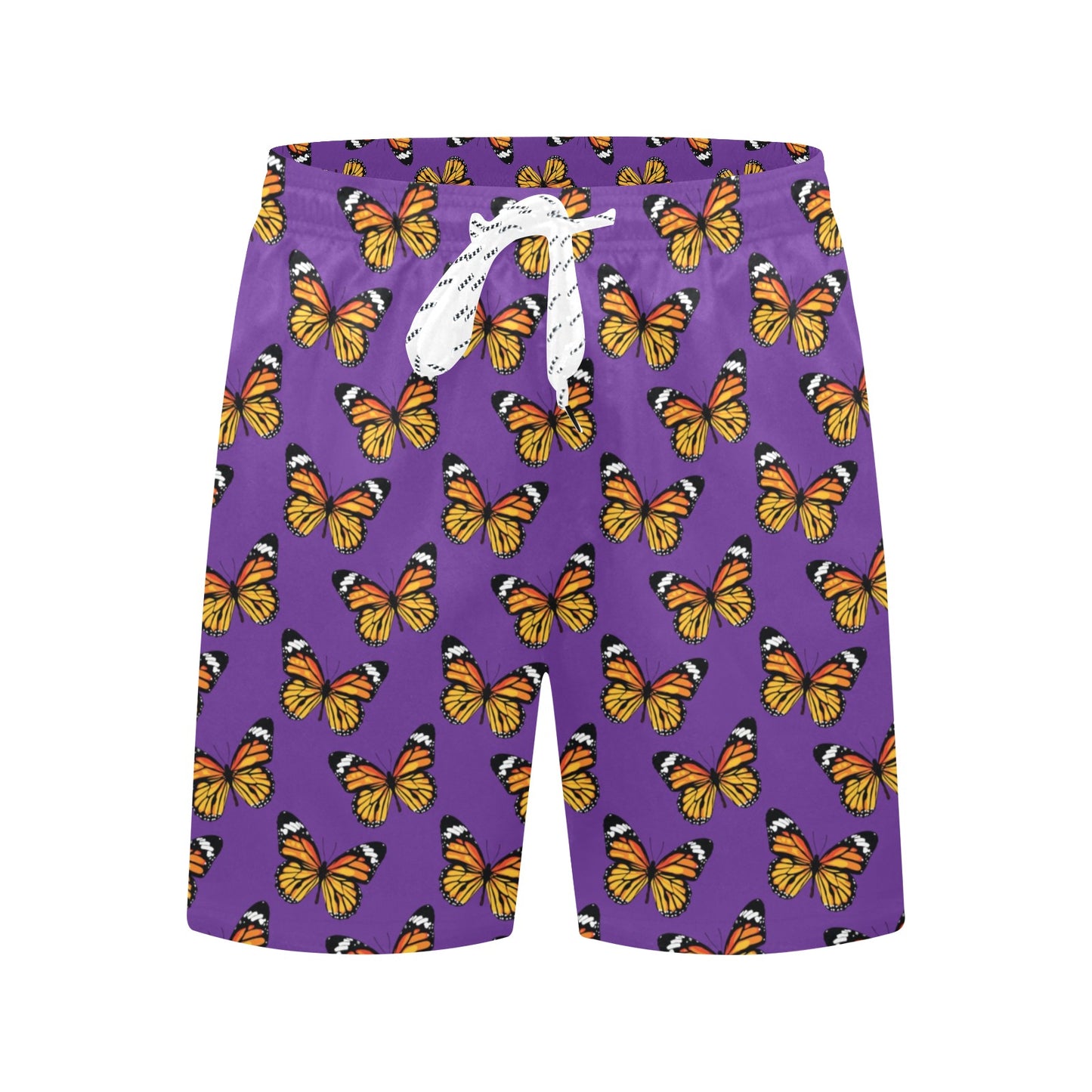 Monarch Butterfly Purple Print Pattern Men's Swim Trunks Beach Shorts