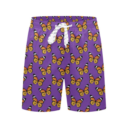 Monarch Butterfly Purple Print Pattern Men's Swim Trunks Beach Shorts