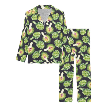 Artichoke Pattern Print Design 01 Women's Long Pajama Set