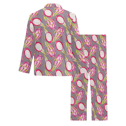 Dragonfruit Pattern Print Design DF03 Men's Long Pajama Set