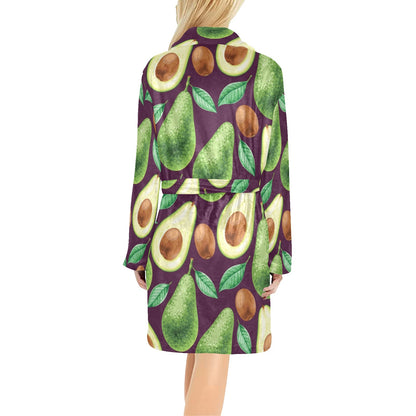 Avocado Pattern Print Design AC08 Women's Fleece Robe