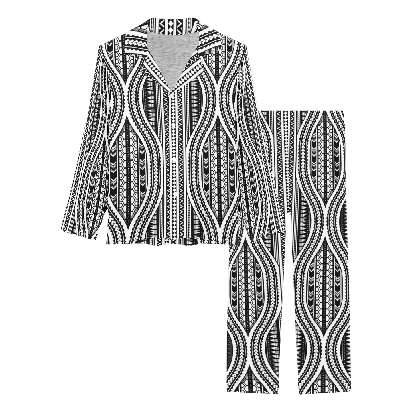 Polynesian Tribal Style Women's Long Pajama Set