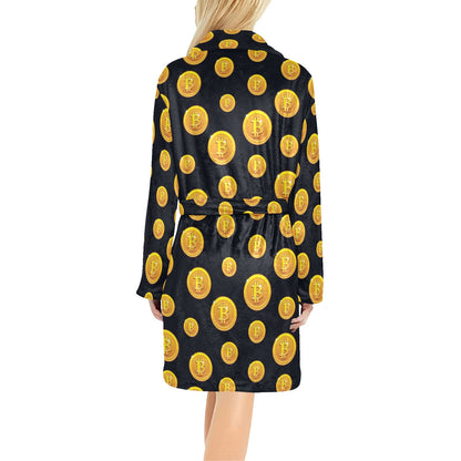 Bitcoin Pattern Print Design DO04 Women's Fleece Robe