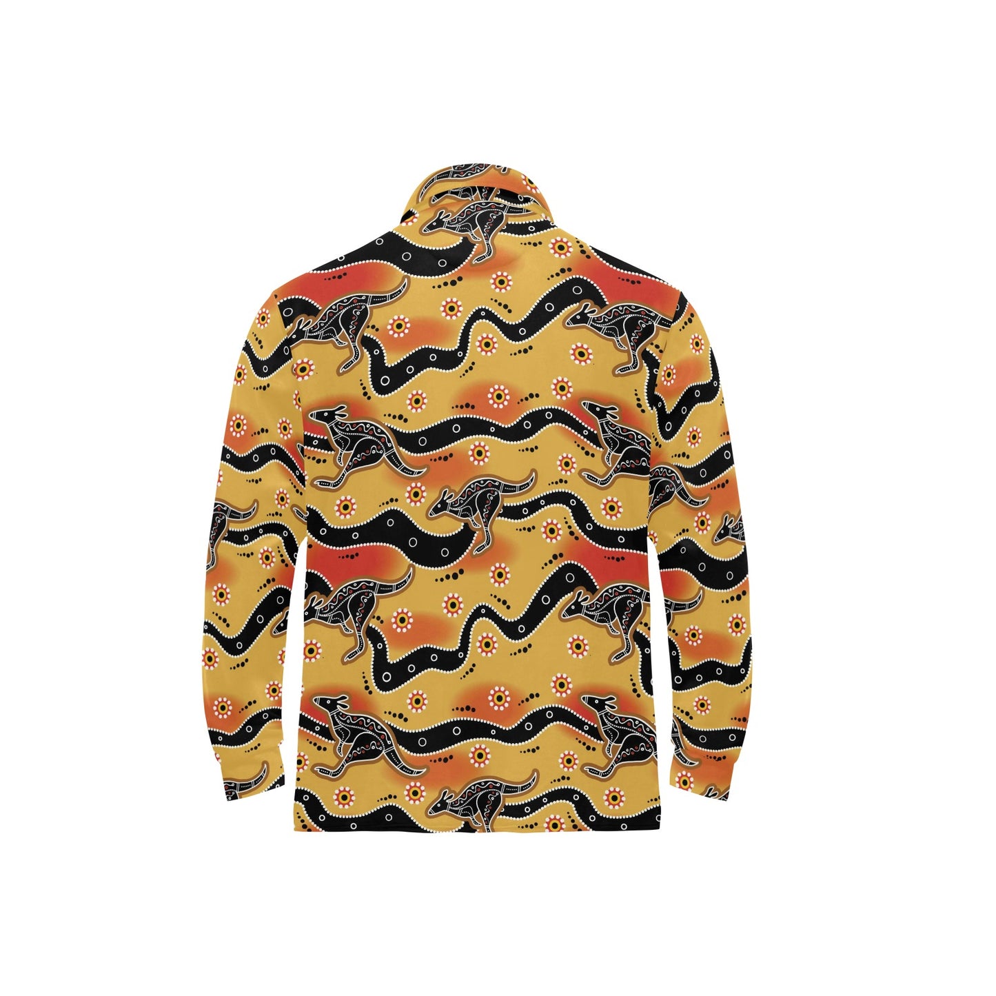 Kangaroos Aboriginal Pattern Print Design 06 Long Sleeve Polo Shirt For Men's