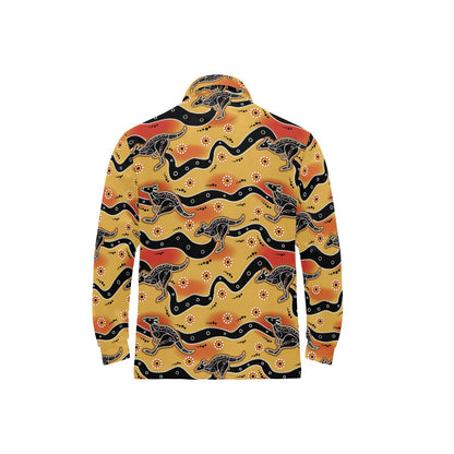 Kangaroos Aboriginal Pattern Print Design 06 Long Sleeve Polo Shirt For Men's