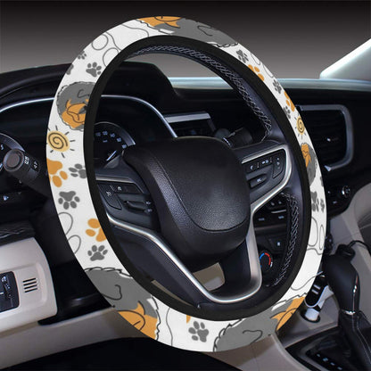 Tibetan Mastiffs Print Design LKS302 Steering Wheel Cover with Elastic Edge
