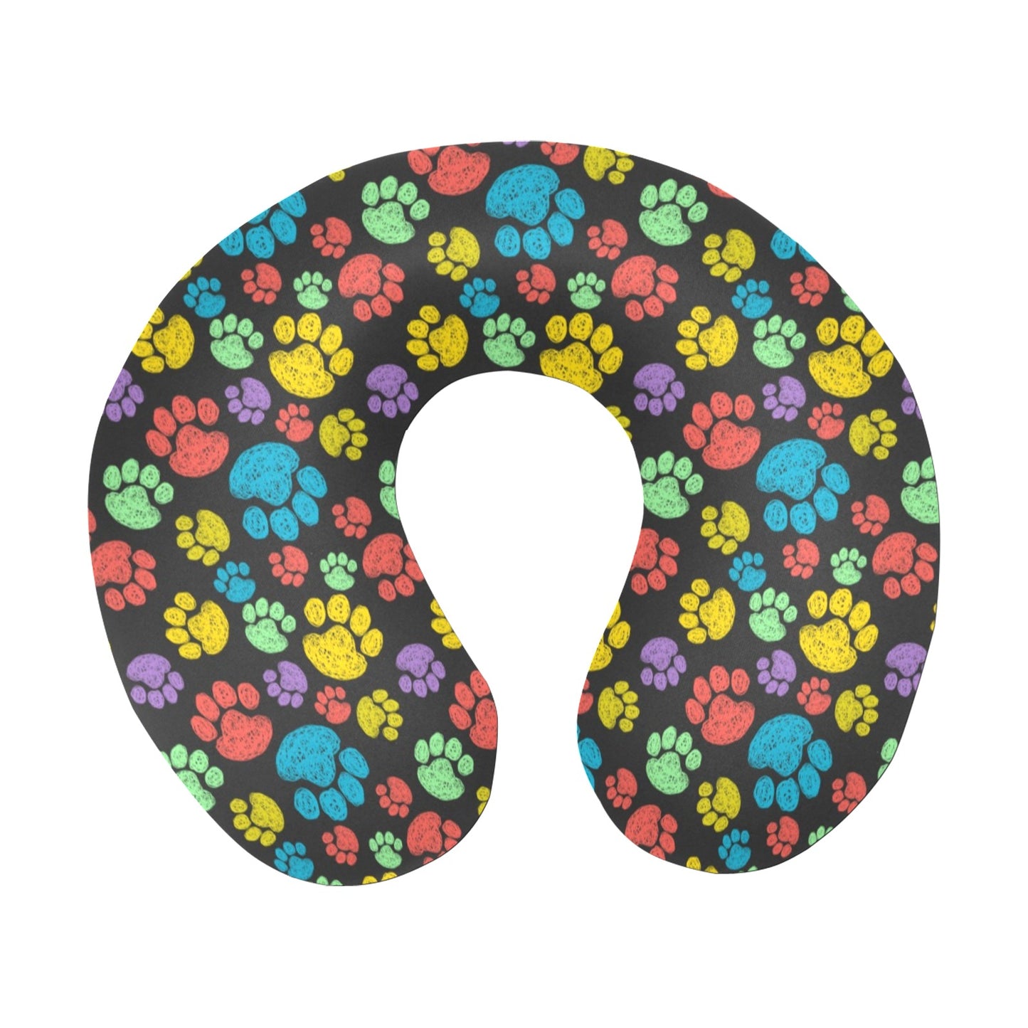 Paw Colorful Print U-Shaped Travel Neck Pillow