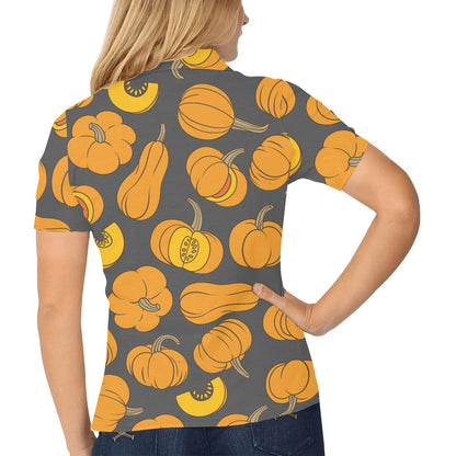 Pumpkin Pattern Print Design A03 Women's Polo Shirt