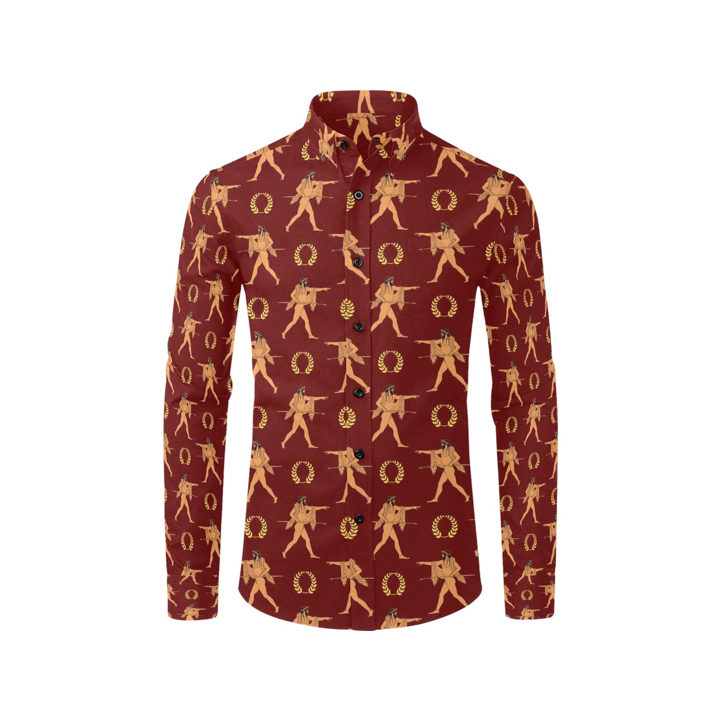 Ancient Greek Print Design LKS307 Men's Long Sleeve Dress Shirt