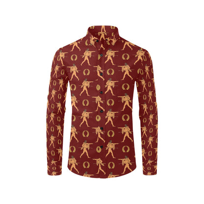 Ancient Greek Print Design LKS307 Men's Long Sleeve Dress Shirt