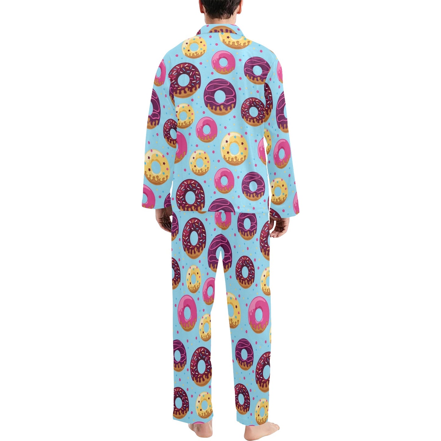 Donut Pattern Print Design DN07 Men's Long Pajama Set