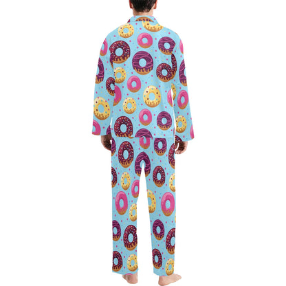 Donut Pattern Print Design DN07 Men's Long Pajama Set