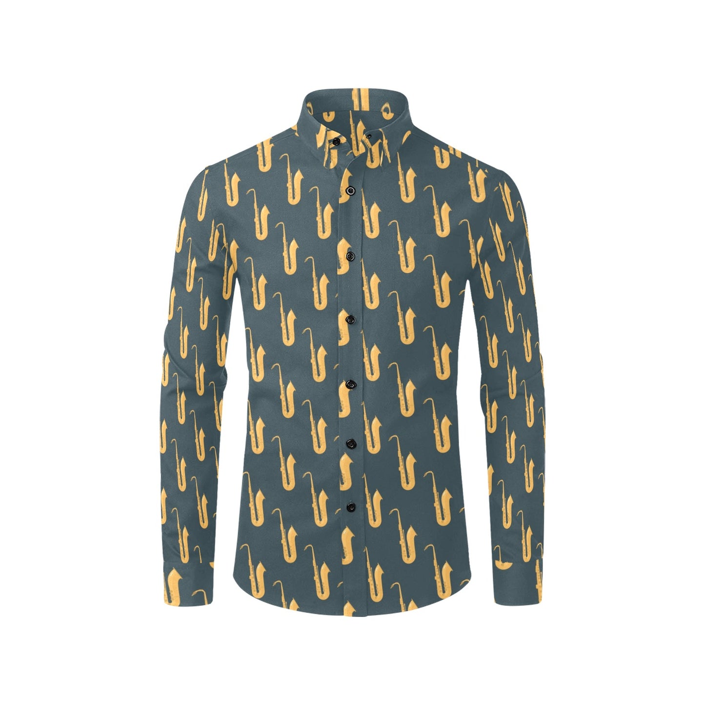Saxophone Print Design LKS401 Men's Long Sleeve Dress Shirt