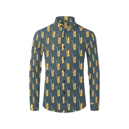 Saxophone Print Design LKS401 Men's Long Sleeve Dress Shirt