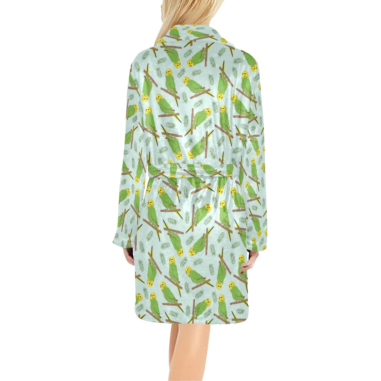 Budgerigar Pattern Print Design 04 Women's Fleece Robe