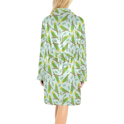 Budgerigar Pattern Print Design 04 Women's Fleece Robe